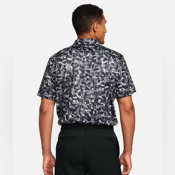 Nike Tour Dri-Fit Golf Polo Black Gray Printed - Picture 2 of 11